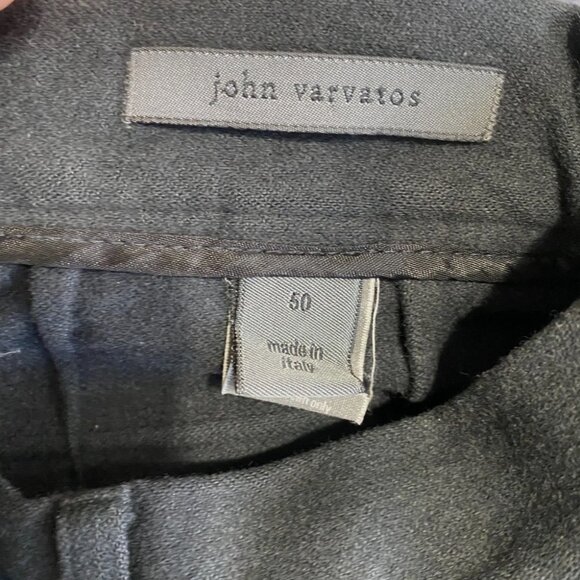 John Varvatos Made in Italy 100% Wool Pants Flap Back Pockets Off Black Size 50 - Picture 8 of 9